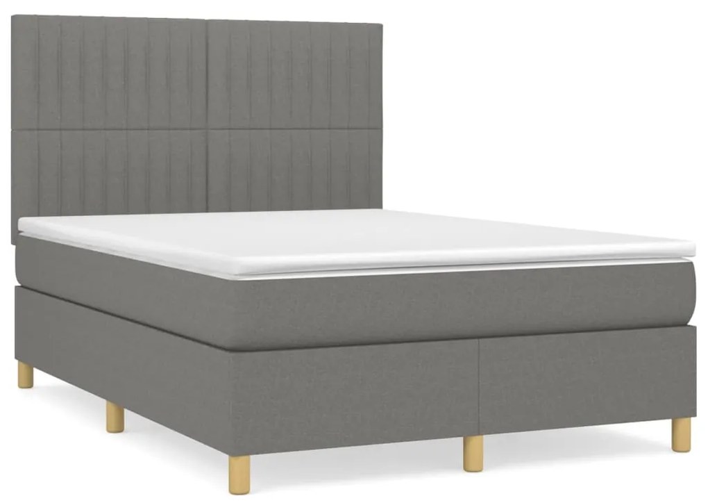 ΚΡΕΒΑΤΙ BOXSPRING ΜΕ ΣΤΡΩΜΑ ΣΚΟΥΡΟ ΓΚΡΙ 140X190 ΕΚ. ΥΦΑΣΜΑΤΙΝΟ 3142490