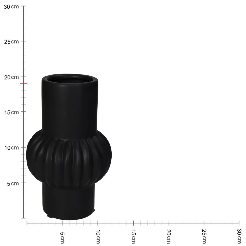 Βάζο Γραμμές Μαύρο Κεραμικό 11.5x11.5x19cm - 05150673 - 05150673