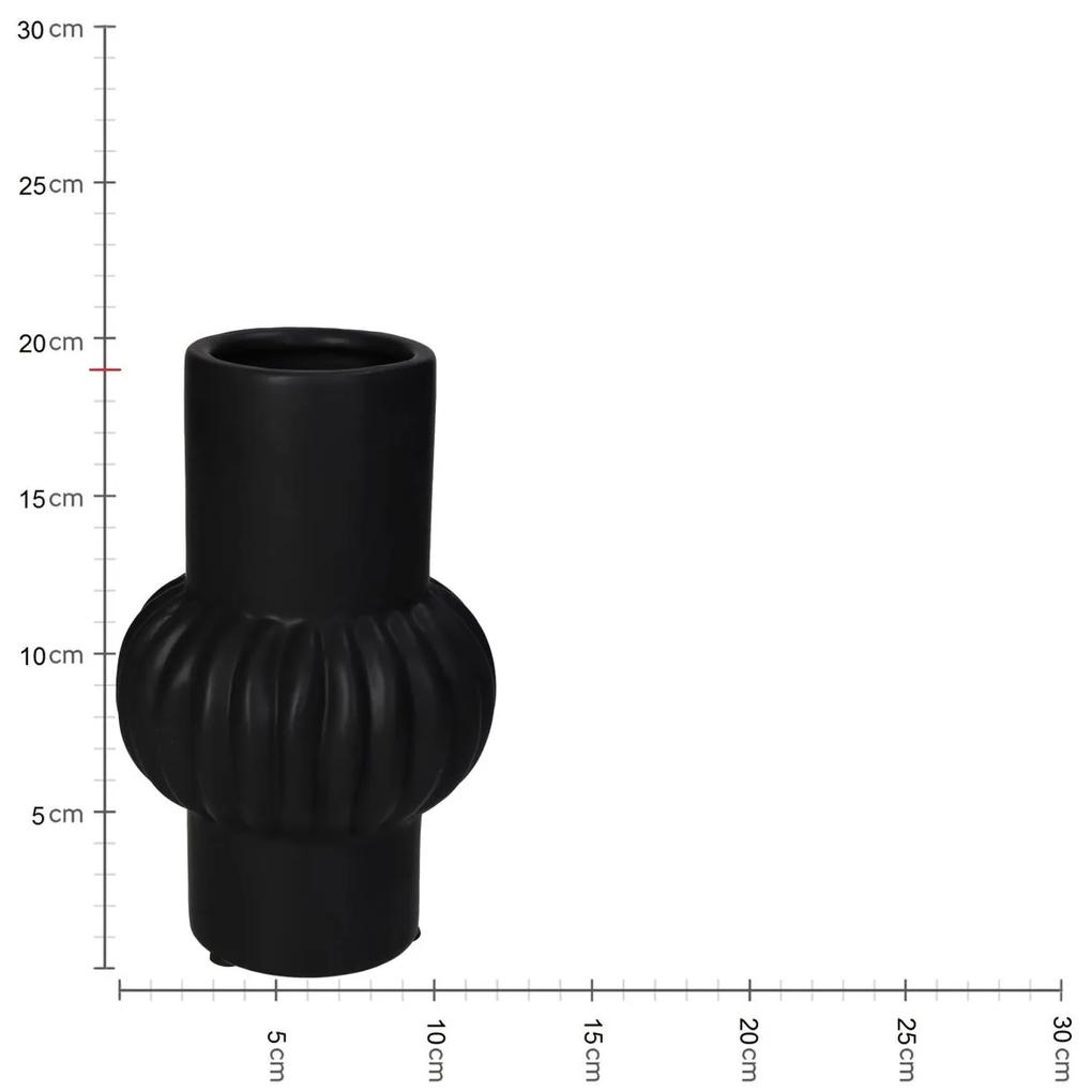 Βάζο Γραμμές Μαύρο Κεραμικό 11.5x11.5x19cm