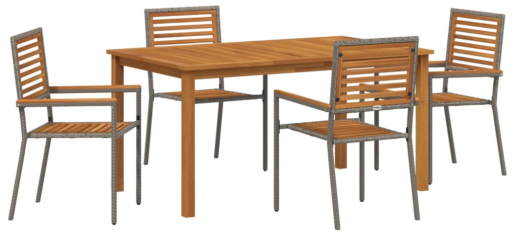 vidaXL Σετ Εξωτερικής Τραπεζαρίας 5 pcs Γκρι 150 x 90 x 74 cm