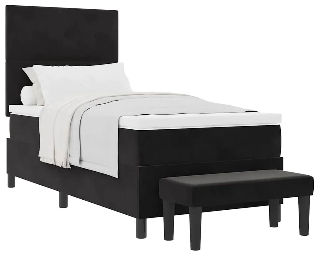 vidaXL Κρεβάτι με ελατήρια με στρώμα Μαύρο 80 x 200 cm Βελούδο