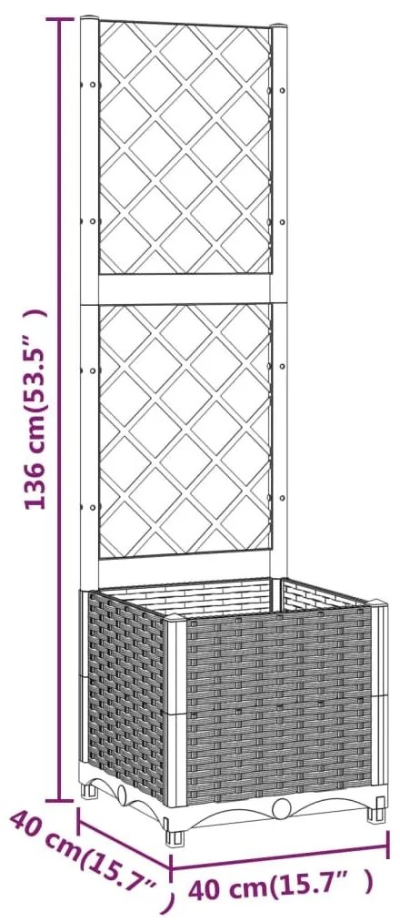 Ζαρντινιέρα Κήπου με Καφασωτό Λευκή 40x40x136εκ. Πολυπροπυλένιο - Λευκό