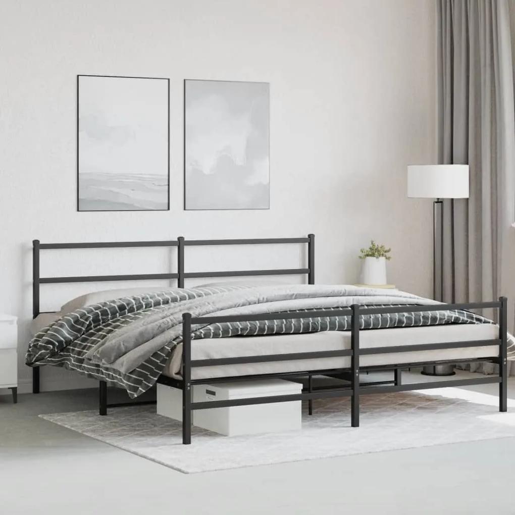 Πλαίσιο Κρεβατιού με Κεφαλάρι/Ποδαρικό Μαύρο 193x203 εκ Μέταλλο - Μαύρο