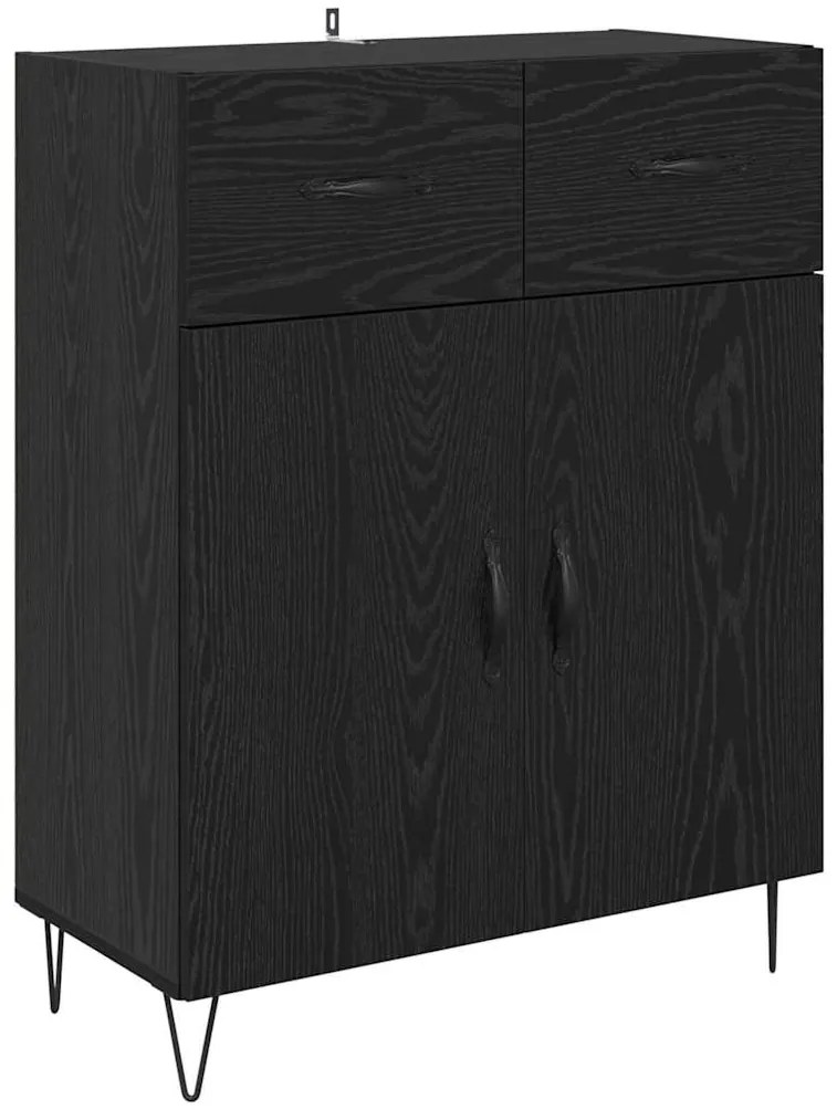 vidaXL Highboard με συρτάρι 2 pcs Μαύρη Οξυά Επεξεργασμένο ξύλο