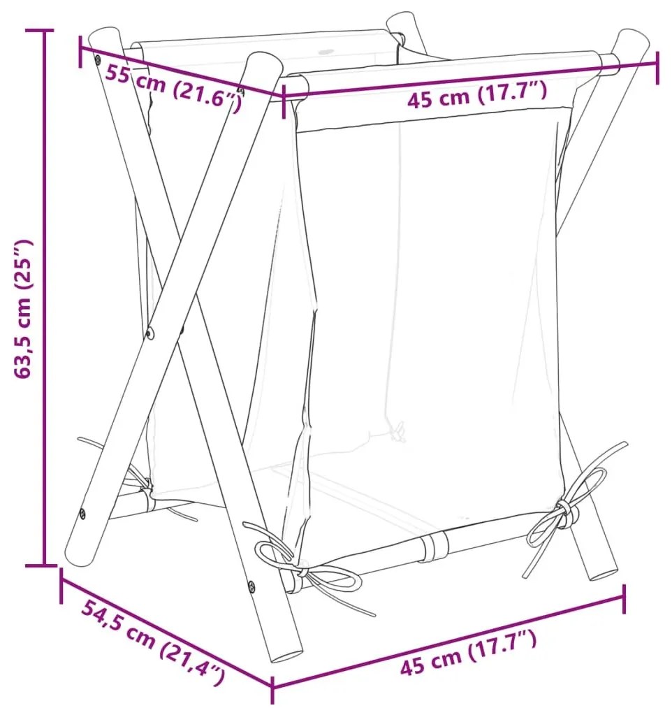 Καλάθι Απλύτων Κρεμ Λευκό 45 x 55 x 63,5 εκ. Μπαμπού - Καφέ