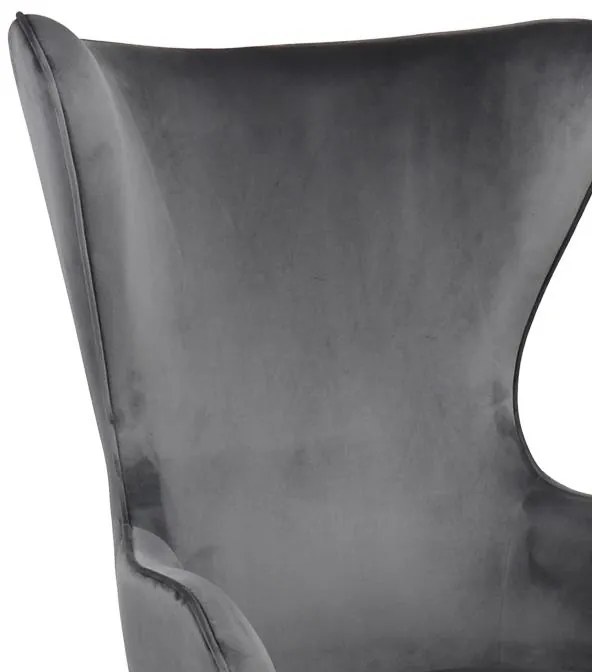 Μπερζέρα Byfon ανθρακί βελούδο και πόδι rubberwood σε μαύρη απόχρωση 76x83x117εκ 76x83x117 εκ.