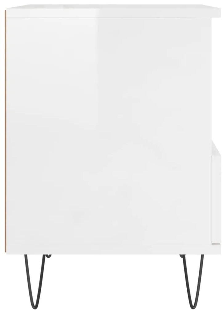 vidaXL Κομοδίνο Γυαλ. Λευκό 40 x 35 x 50 εκ. από Επεξεργασμένο Ξύλο