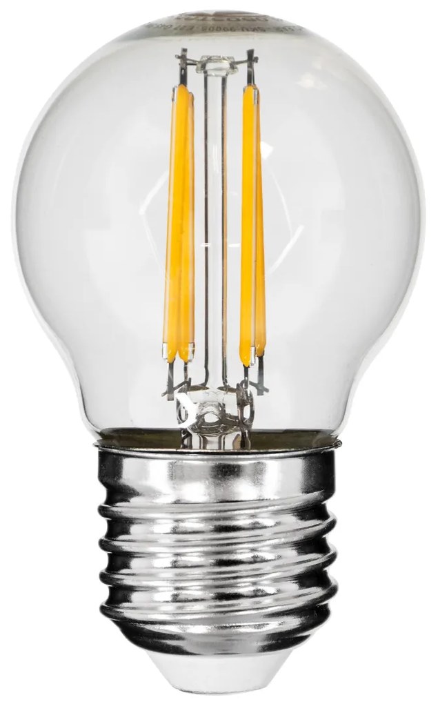 GloboStar® 99005 Λάμπα LED Long Filament E27 G45 Γλομπάκι 5W 500lm 360° AC 220-240V IP20 Φ4.5 x Υ7.5cm Θερμό Λευκό 2700K με Διάφανο Γυαλί - Dimmable - 3 Years Warranty