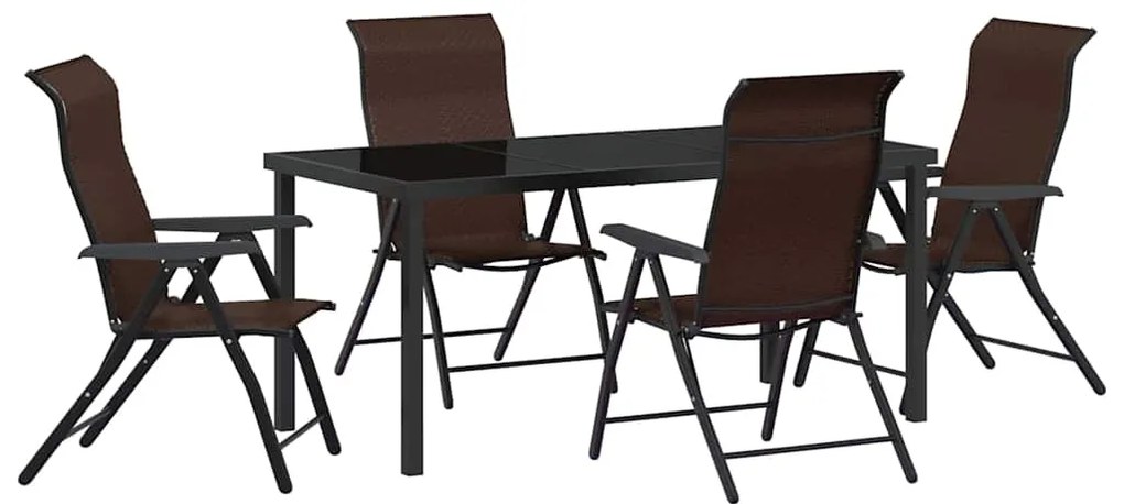 vidaXL Σέτ φαγητού για κήπο Ρυθμιζόμενο ύψος 5 pcs Καφέ Πολυ ράταν