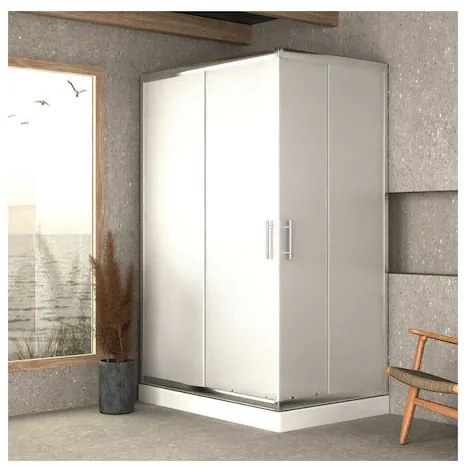 Καμπίνα Ασύμμετρη Γων.Εισόδου 80x120xY180εκ. 2 Σταθερά-2 Συρόμενα Κρύσταλλο 5mm Orabella Signe Plus Fabric 30533