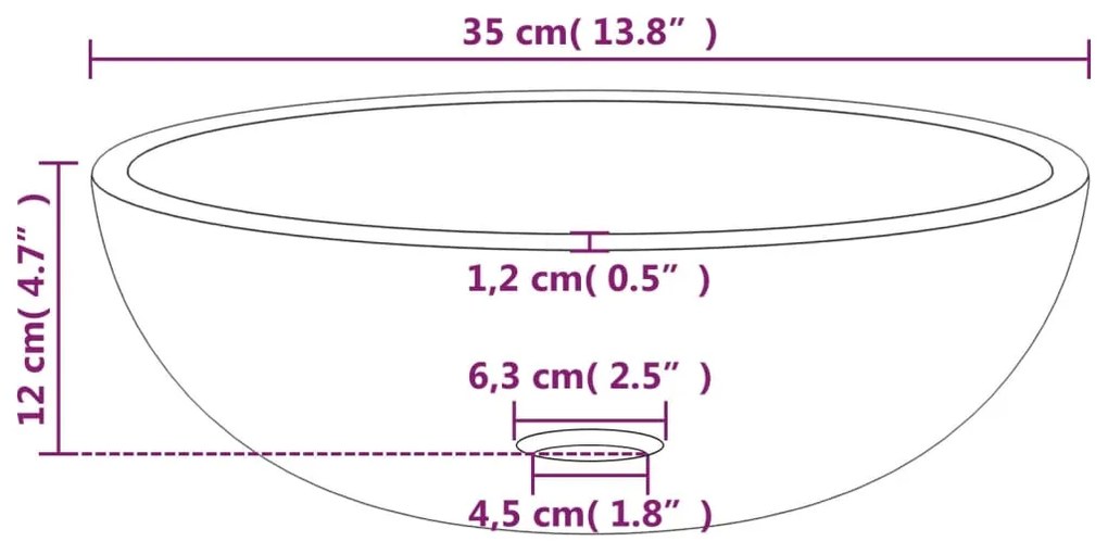 vidaXL Νιπτήρας 35x12 εκ. Χρώμα Χρυσού από Ψημένο Γυαλί