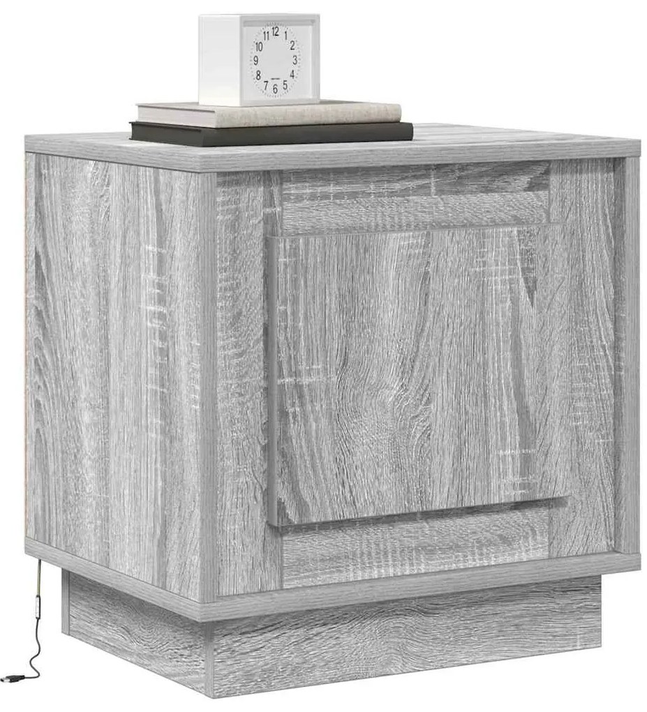 vidaXL Κομοδίνο με 2 pcs Γκρι 44 x 34.5 x 45 εκ Επεξεργασμένο ξύλο