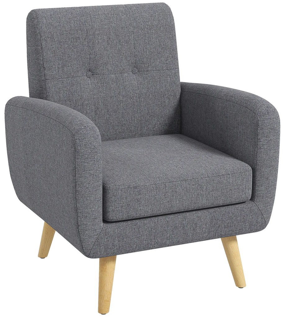 HOMCOM Πολυθρόνα σε Σκανδιναβικό Στυλ, Πολυθρόνα Accent, Κουμπωτό, Φυσικό + Ανοιχτό Γκρι