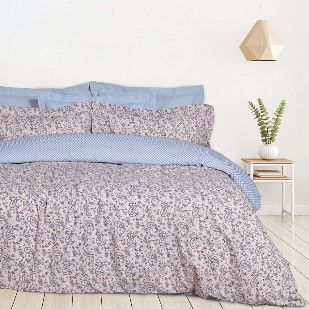 Σεντόνια Casual 5427 Με Λάστιχο (Σετ 4τμχ) Salmon-White Das Home Υπέρδιπλo 170x235cm Cotton-Polyester