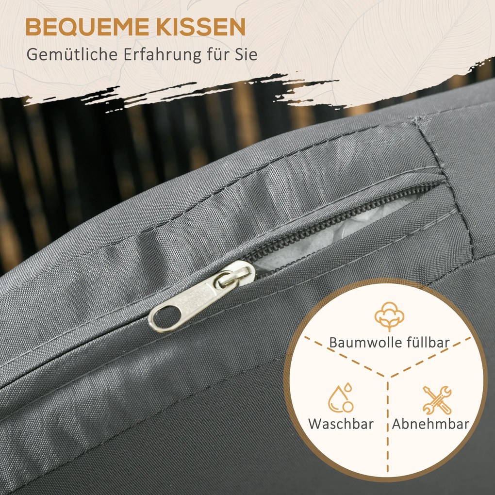 Outsunny Καρέκλες εξωτερικού χώρου, Σετ 2 τεμαχίων, Σχέδιο Boho, Μαξιλάρια καθίσματος και πλάτης, άνετο κάθισμα, μεταλλικός σκελετός, Μαύρο