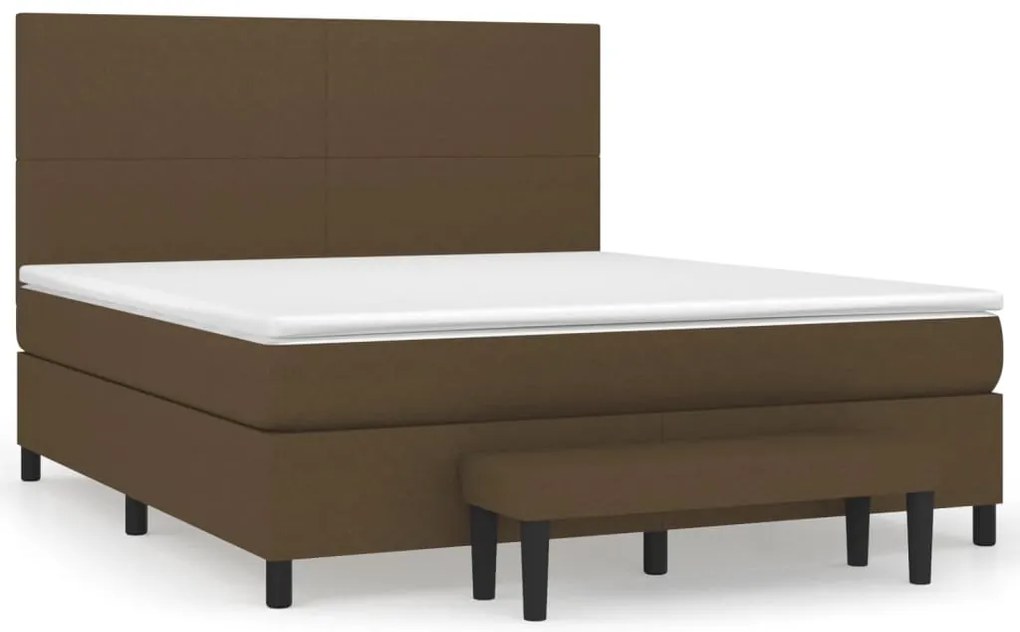 vidaXL Κρεβάτι Boxspring με Στρώμα Σκούρο Καφέ 160x200 εκ Υφασμάτινο