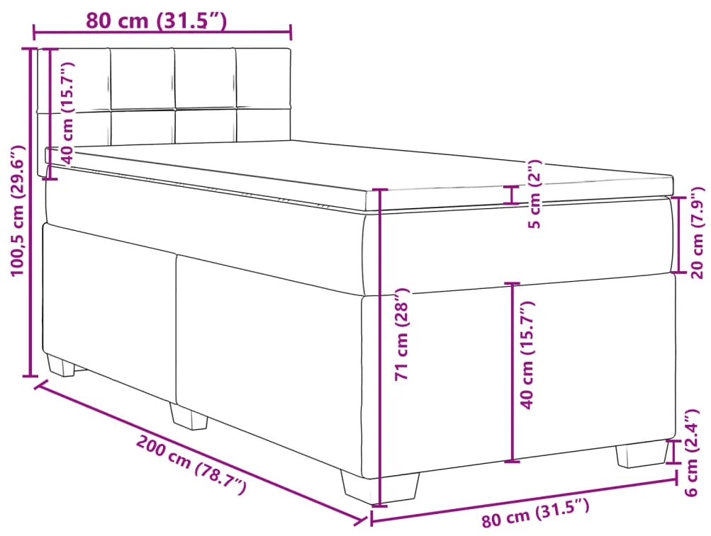 ΚΡΕΒΑΤΙ BOXSPRING ΜΕ ΣΤΡΩΜΑ ΣΚΟΥΡΟ ΓΚΡΙ 80X200 ΕΚ. ΥΦΑΣΜΑΤΙΝΟ 3285716