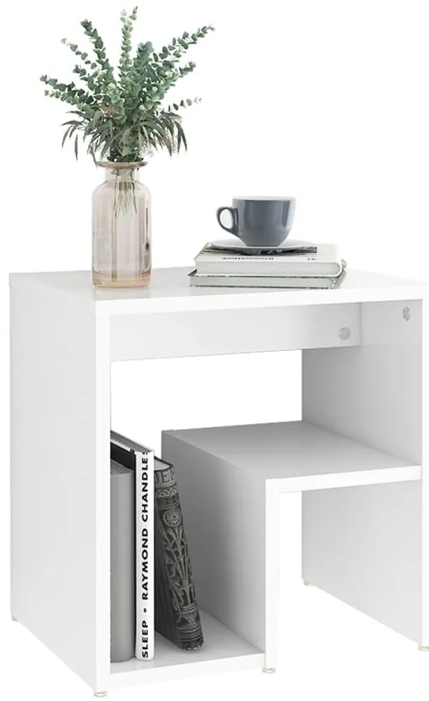 vidaXL Κομοδίνο Λευκό 40 x 30 x 40 εκ. από Επεξ. Ξύλο