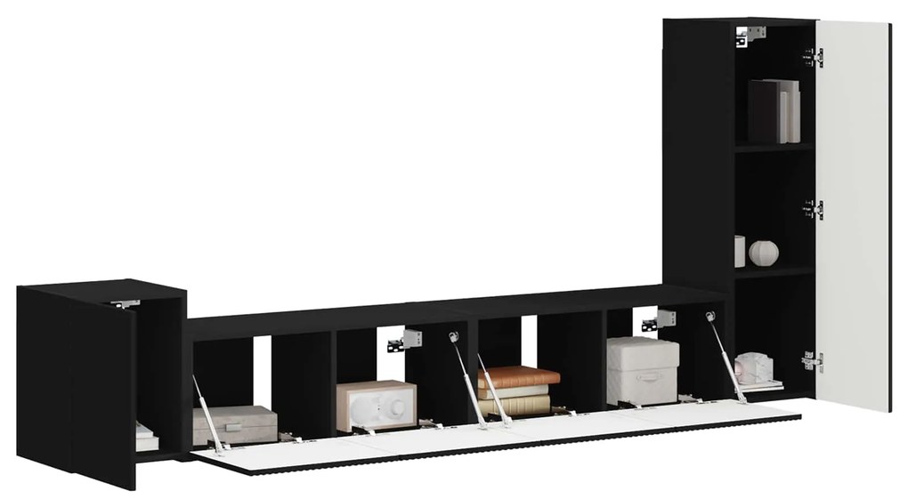 vidaXL Σετ επίπλου τηλεόρασης Επιτοίχιο 3 pcs Μαύρο Επεξεργασμένο ξύλο