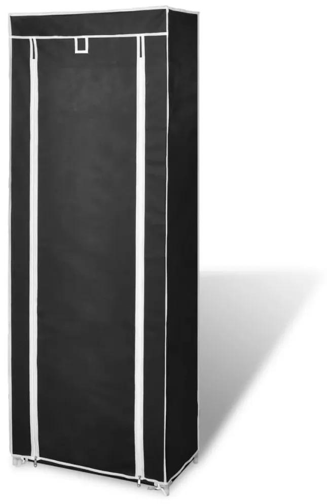vidaXL Υφασμάτινη παπουτσοθήκη με κάλυμμα 57 x 29 x 162 cm Μαύρο