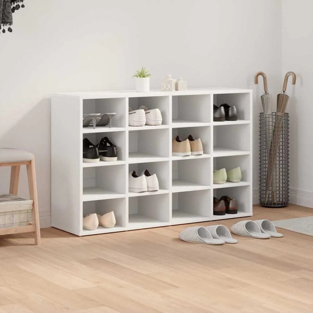 vidaXL Παπουτσοθήκη με ράφι Λευκό 103 x 30 x 67 εκ. Επεξεργασμένο ξύλο