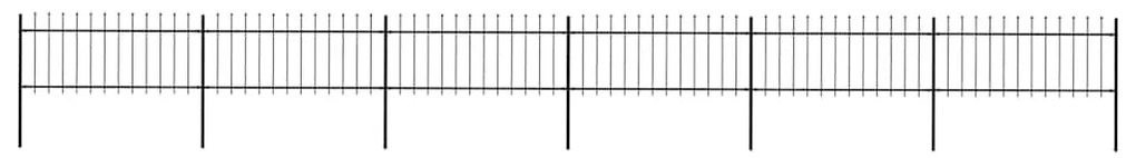 vidaXL Φράχτης Κήπου με Κορυφή Δόρυ από Ατσάλι, Μαύρος 1070x80 εκ.