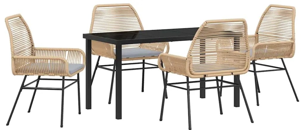 vidaXL Σέτ φαγητού για κήπο 5 pcs Καφέ συνθετικό ρατάν