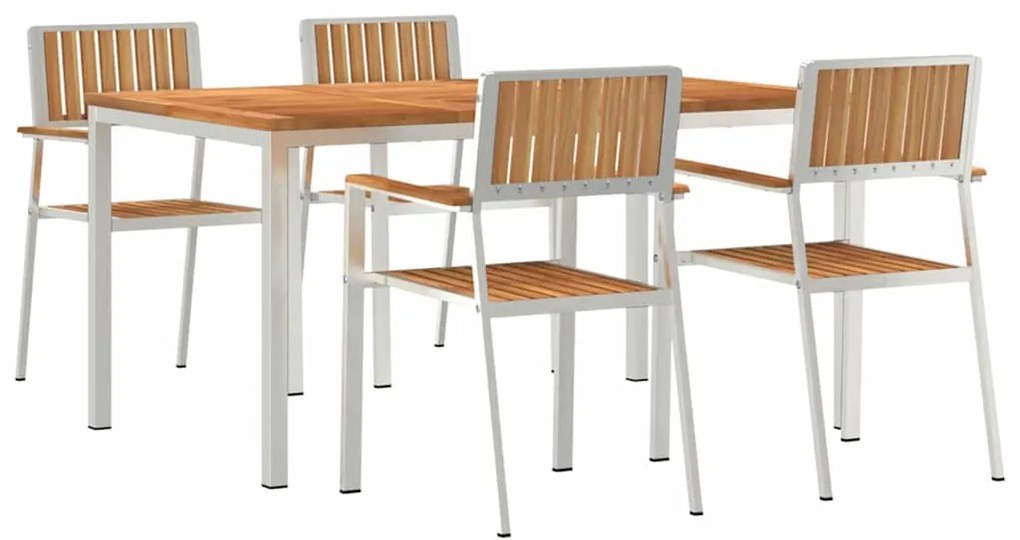 vidaXL Σέτ φαγητού για κήπο 5 pcs Καφέ Μασίφ ξύλο teak