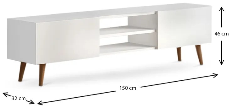 Έπιπλο τηλεόρασης Plane Megapap από μελαμίνη χρώμα λευκό 150x32x46εκ. - GP022-0023,2 - GP022-0023,2