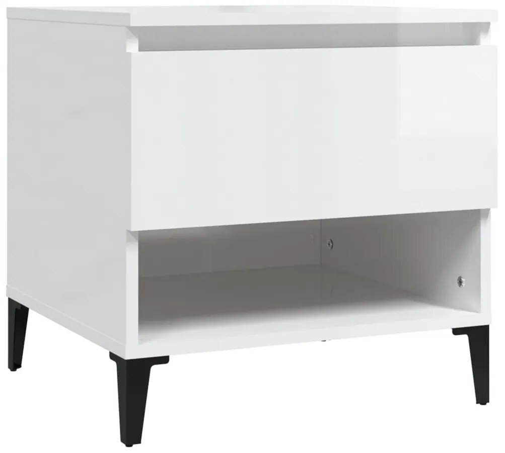 Βοηθητικά Τραπέζια 2 τεμ. Γυαλ.Λευκό 50x46x50 εκ. Επεξ. Ξύλο - Λευκό