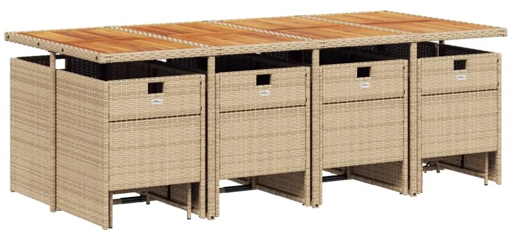 vidaXL Σετ Τραπεζαρίας Κήπου 13 τεμ. Μπεζ Συνθ. Ρατάν με Μαξιλάρια