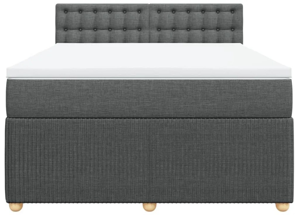 Κρεβάτι Boxspring με Στρώμα Σκούρο Γκρι 160x200 εκ Υφασμάτινο - Γκρι