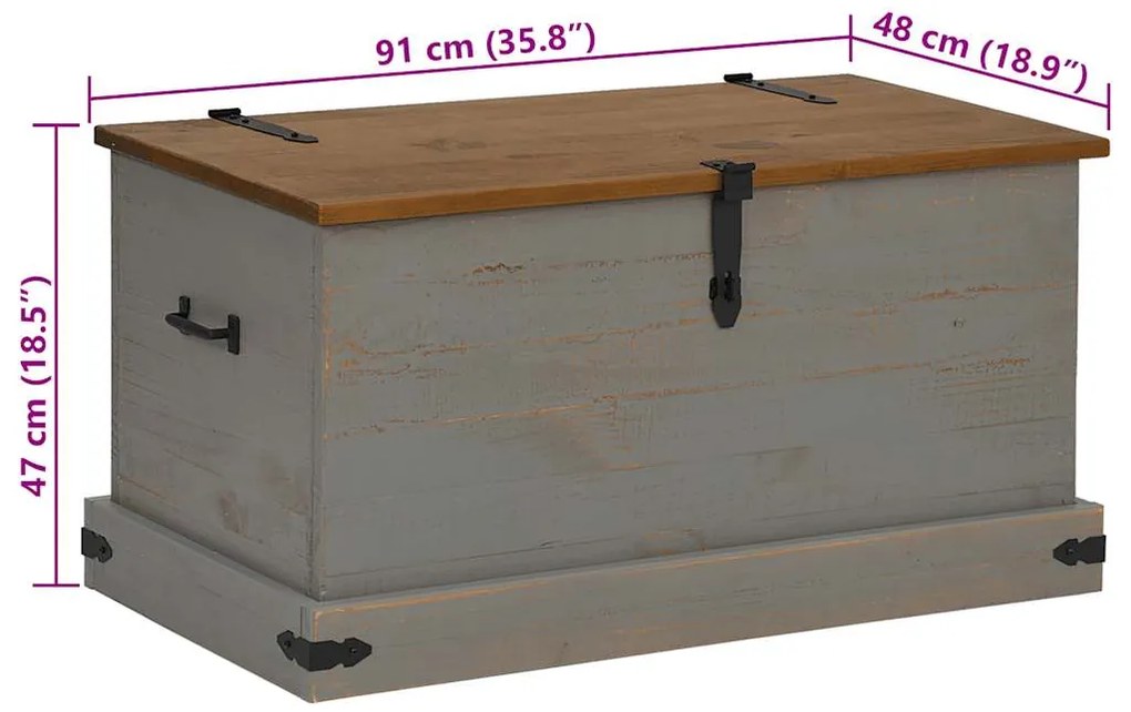 Σεντούκι αποθήκευσης HALDEN γκρι 91x48x47 cm μασίφ ξύλο πεύκο - Γκρι