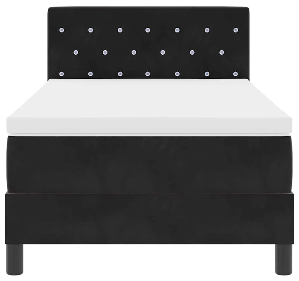 vidaXL LED Κρεβάτι με βάθρο με στρώμα Μαύρο 100 x 200 cm Βελούδο