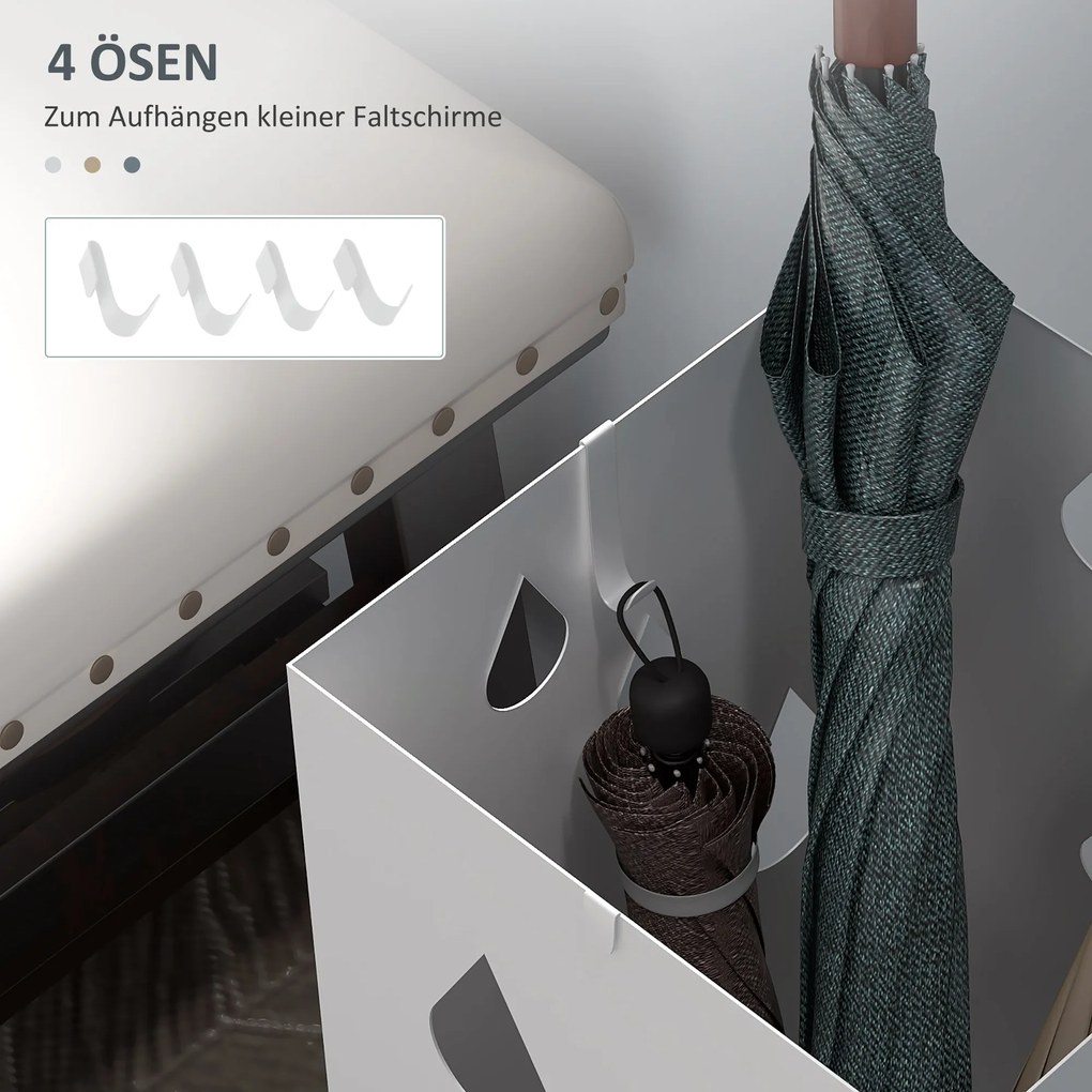 HOMCOM Βάση Ομπρέλας, 4 Γάντζοι, Δίσκος Συλλογής Στάγδην, Ατσάλι, Λευκό