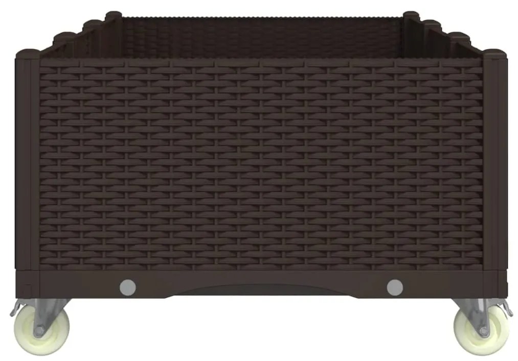 vidaXL Ζαρντινιέρα Κήπου με Ροδάκια Καφέ 150x80x54εκ. Πολυπροπυλένιο
