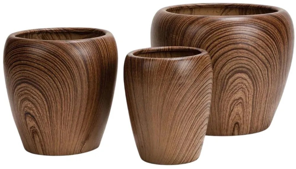 Κασπώ Bois (Σετ 3Τμχ) 032450 42x42x35/32x32x31,5/23x23x28,5cm Brown Κεραμικό