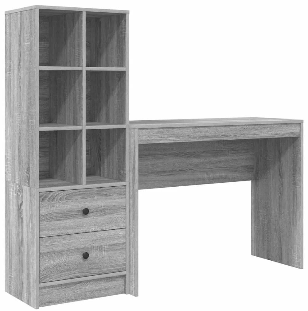 vidaXL Γραφείο με αποθηκευτικό χώρο με συρτάρι 2 pcs Γκρι sonoma