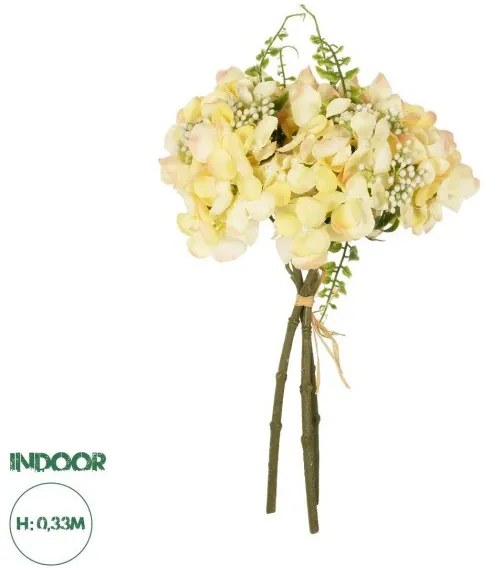 Artificial Garden YELLOW HYDRANGEA BOUQUET 21315 Τεχνητό Διακοσμητικό Μπουκέτο Κίτρινη Ορτανσία Y33cm Globostar-21315-Κίτρινο 21315