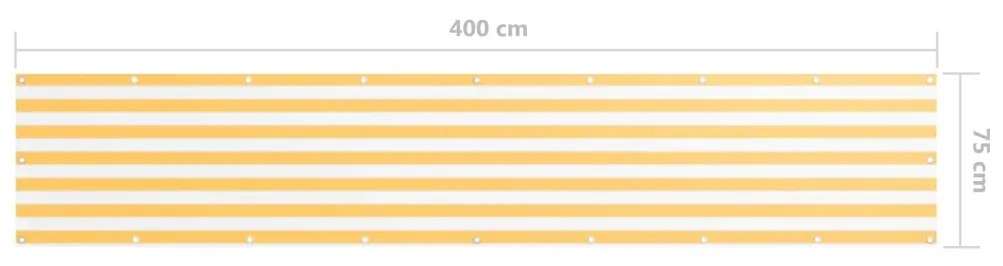 vidaXL Διαχωριστικό Βεράντας Λευκό/Κίτρινο 75 x 400 εκ. Ύφασμα Oxford