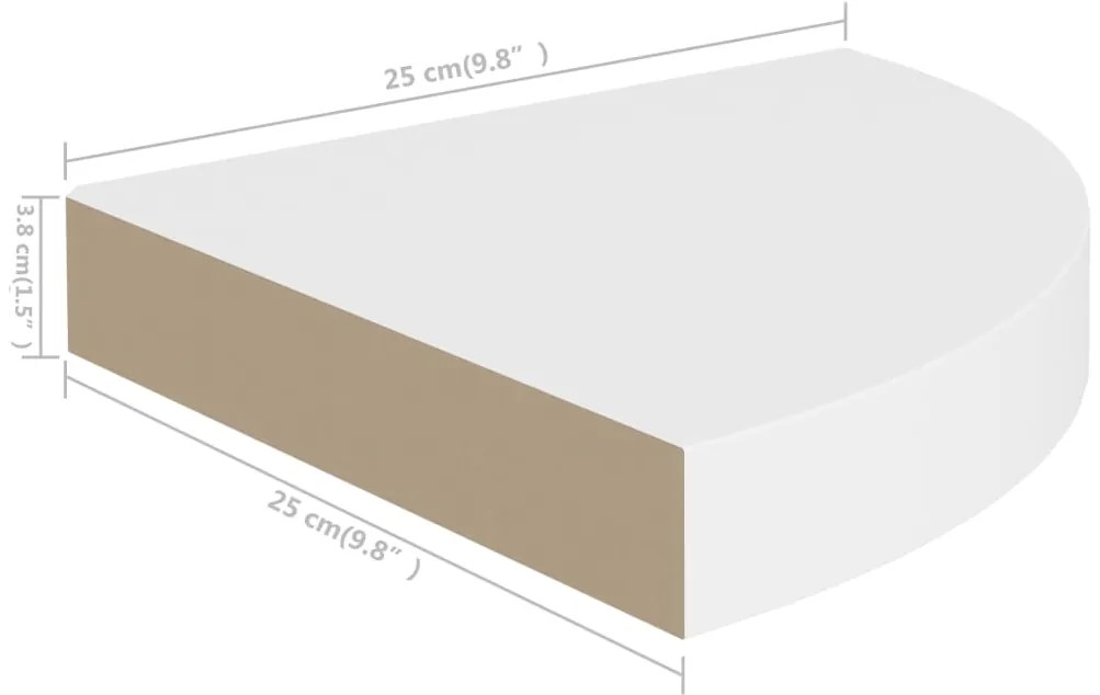 ΡΑΦΙΑ ΤΟΙΧΟΥ ΓΩΝΙΑΚΑ 2 ΤΕΜ. ΛΕΥΚΑ 25 X 25 X 3,8 ΕΚ. ΑΠΟ MDF 323896