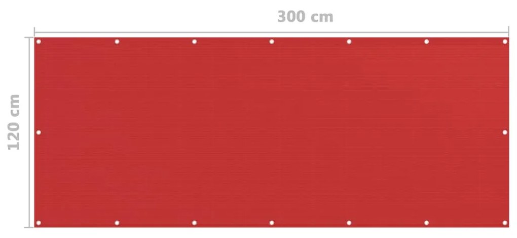 Διαχωριστικό Βεράντας Κόκκινο 120 x 300 εκ. από HDPE - Κόκκινο