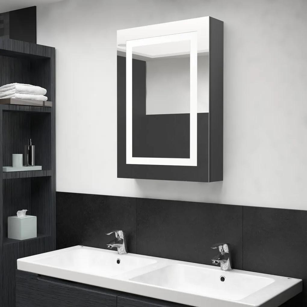 Καθρέφτης Μπάνιου με Ντουλάπι &amp; Φωτισμό LED Γκρι 50x13x70 εκ.