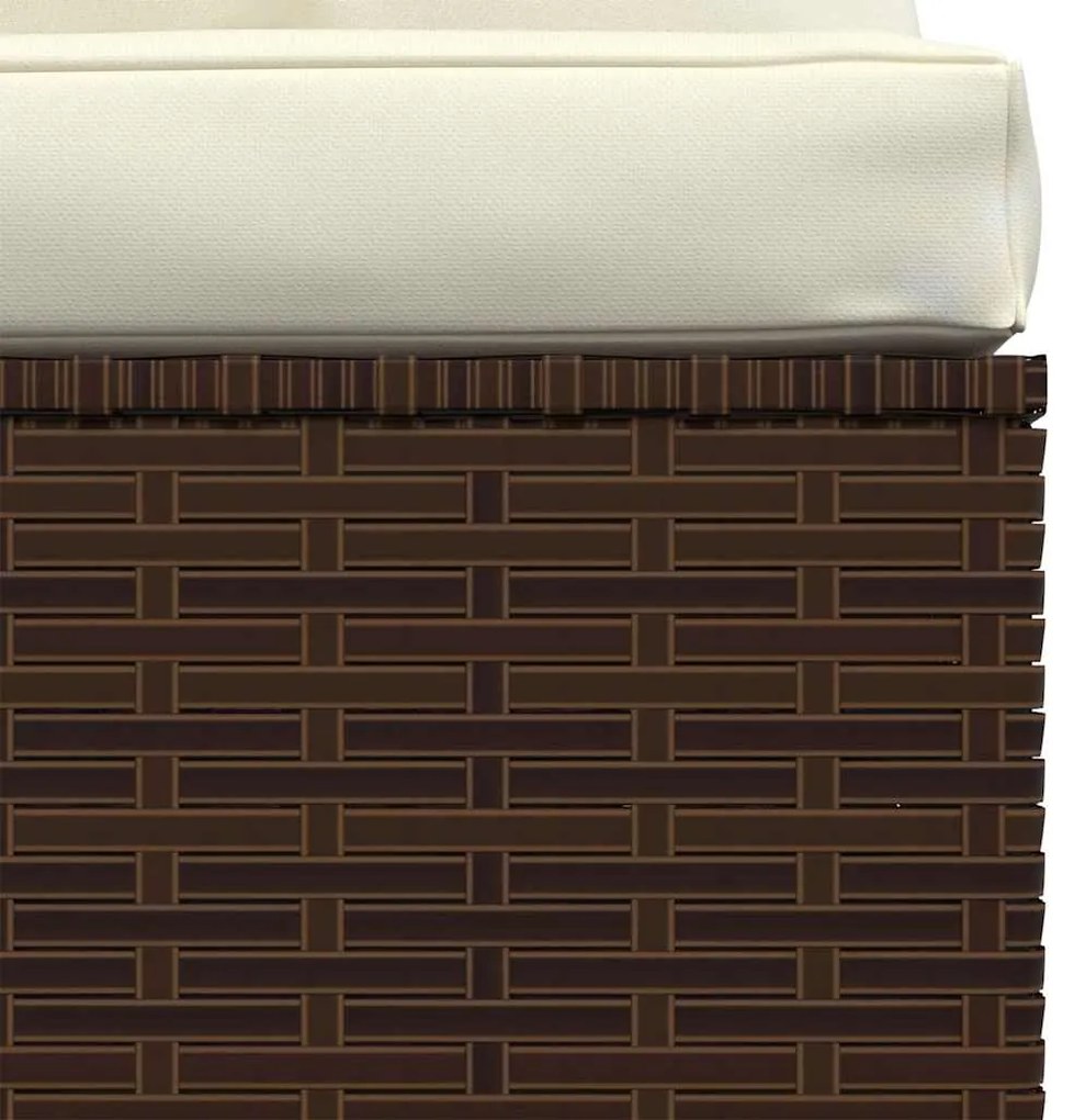 vidaXL Μεσαίος Καναπές Καφέ από Συνθετικό Ρατάν με Μαξιλάρια