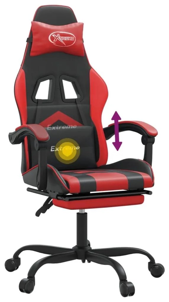 Καρέκλα Gaming Περιστρ. Υποπόδιο Μαύρο/Πράσινο Συνθετικό Δέρμα - Κόκκινο