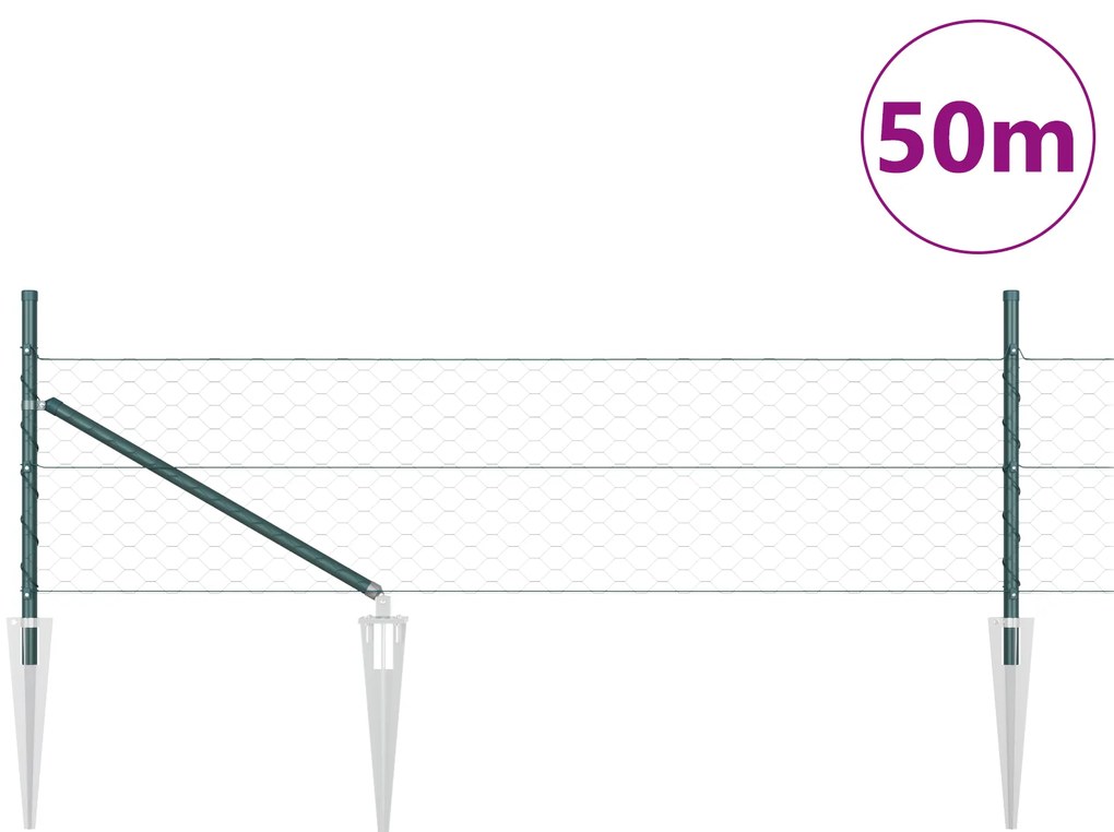 vidaXL Εξαγωνικός Φράχτης Πράσινος 0.5x50 m Χάλυβας