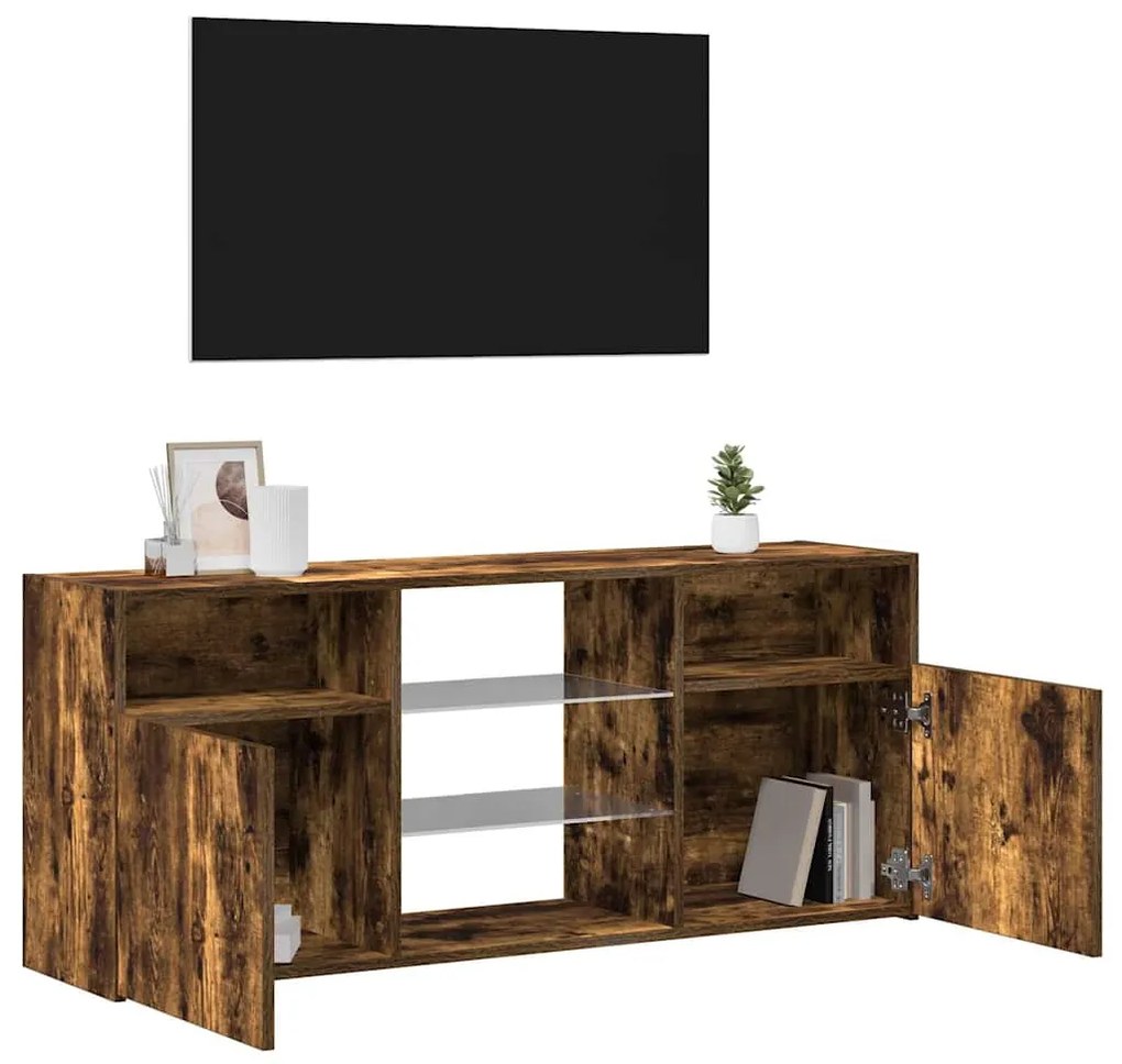 vidaXL Έπιπλο Τηλεόρασης με LED Καπνιστή Δρυς 120 x 30 x 50 εκ.