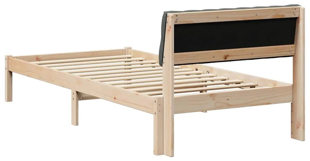 vidaXL Σκελετός Κρεβατιού με κεφαλάρι Καφέ και σκούρο γκρι 90 x 190 cm