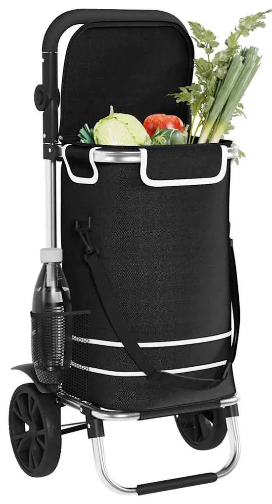 vidaXL Καρότσι Αγορών Μαύρο 36.5 x 46.5 x 100.5 εκ Ύφασμα Oxford