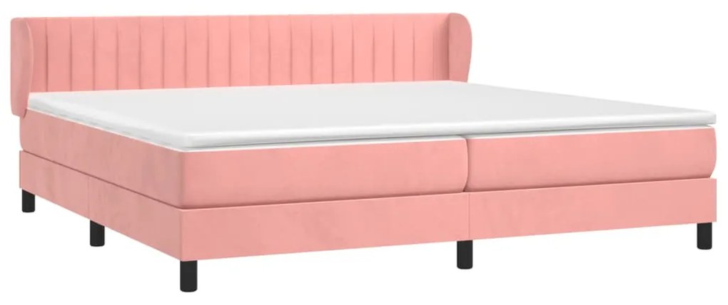 vidaXL Κρεβάτι Boxspring με Στρώμα Ροζ 200x200 εκ. Βελούδινο